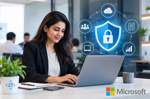 M365 Business Premium Security Case Study | Codelattice & Zoondia Zoondia team reviewing Microsoft 365 security and Intune compliance dashboard with Codelattice